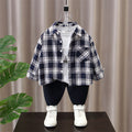 Trendy Plaid Long Sleeve Collared Boys Shirt
