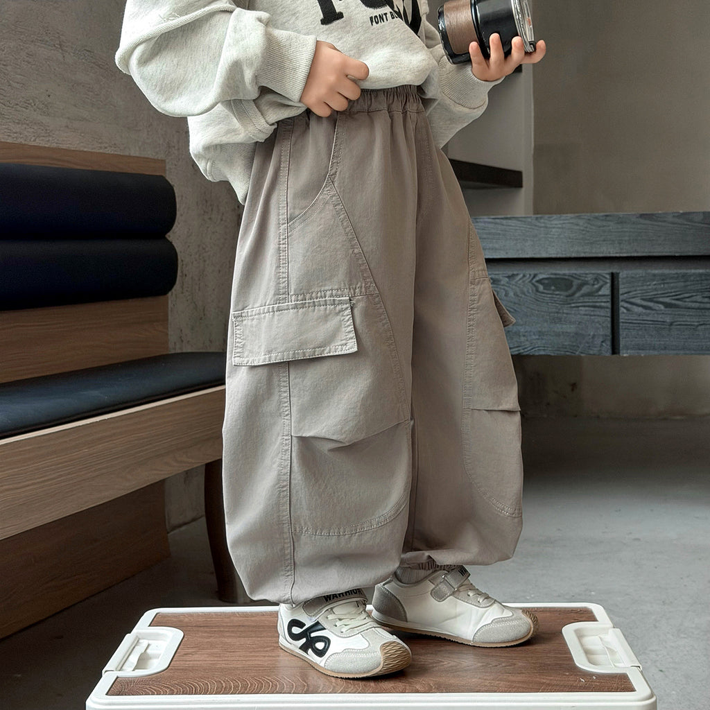 Boys' Spring Autumn Streetwear Cargo Pants Casual Trousers