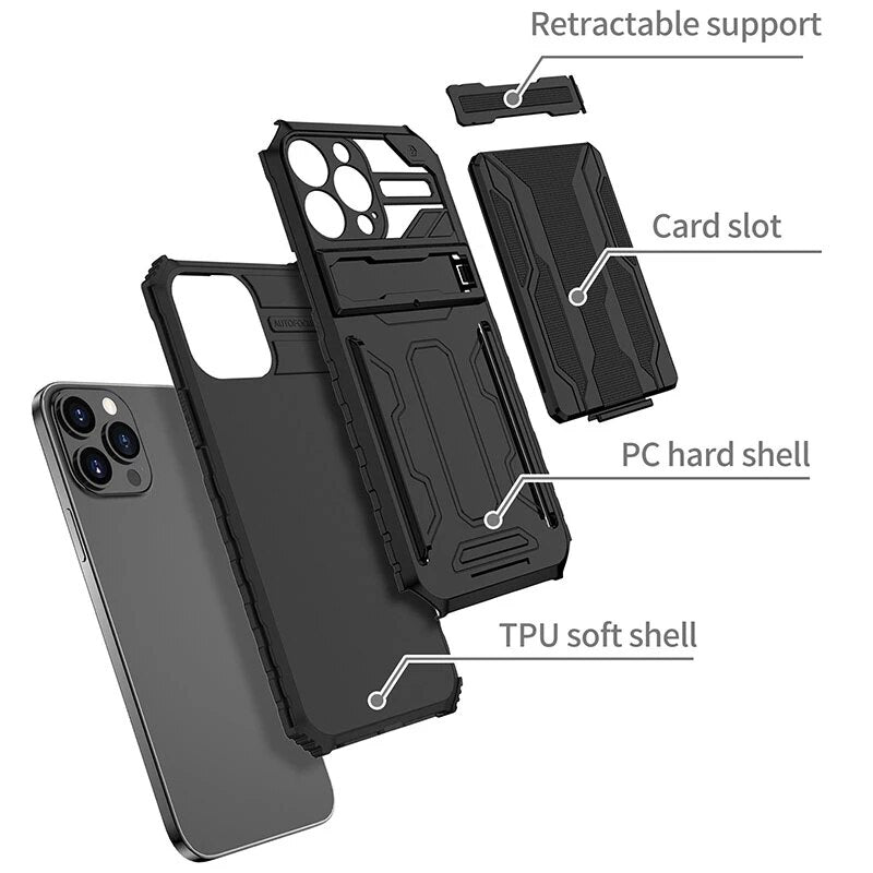 Suitable for iPhone13ProMax King Kong card bag mobile phone shell Apple 13Pro anti-fall bracket 13 protective cover