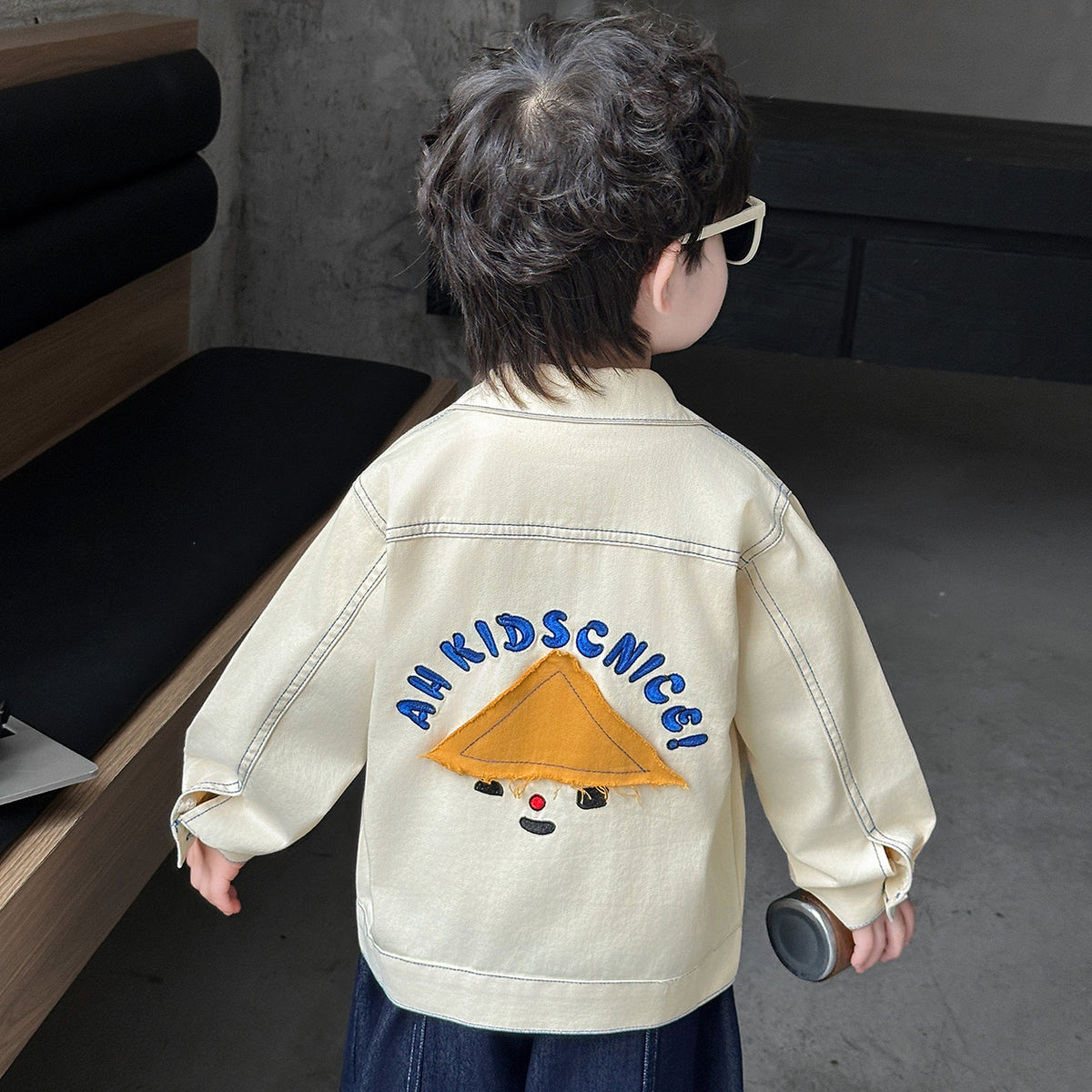 Cool Style Long Sleeve Denim Jacket for Boys Button Front Shirt Collar Regular Fit Kids Outerwear
