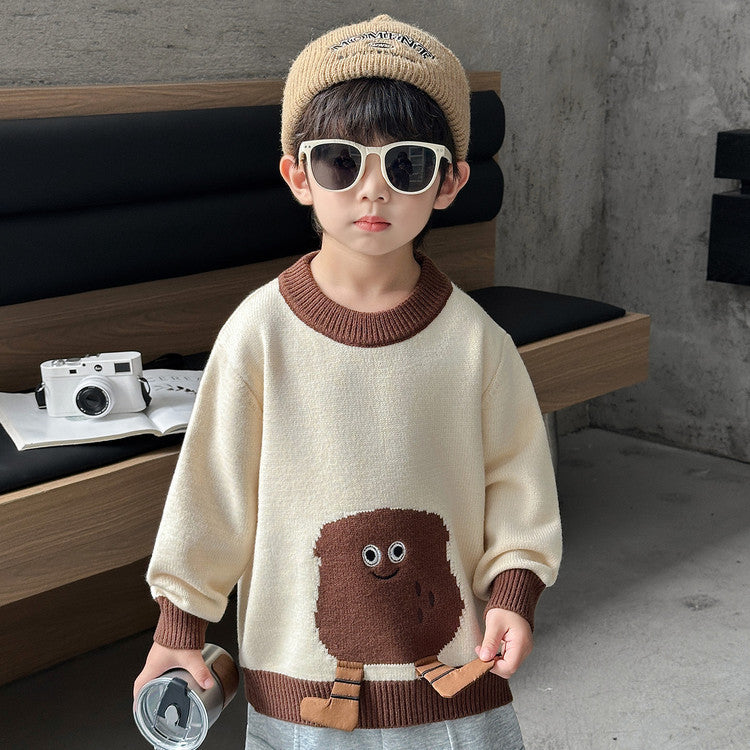 Cartoon Style Toddler Boys Warm Knit Sweater Autumn Winter Pullover