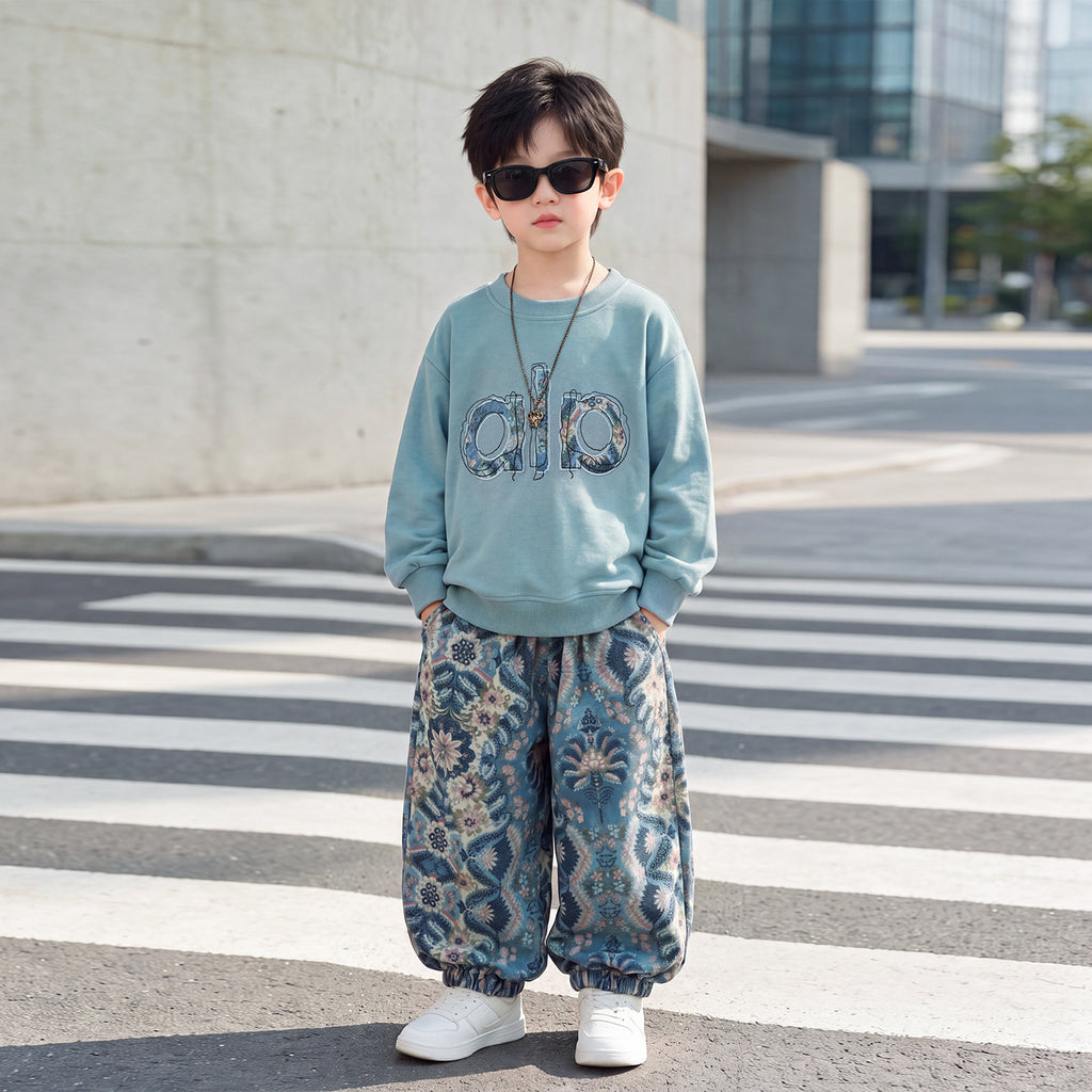 Boys Spring Autumn Casual Sportswear Hoodie Two-Piece Set