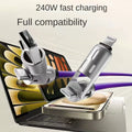 Colorful LED Silicone 4-in-1 Charging Cable with Zinc Alloy PD 100W Fast Charging, 6A Car Charger, Multi-functional Universal Compatible Charging Cable
