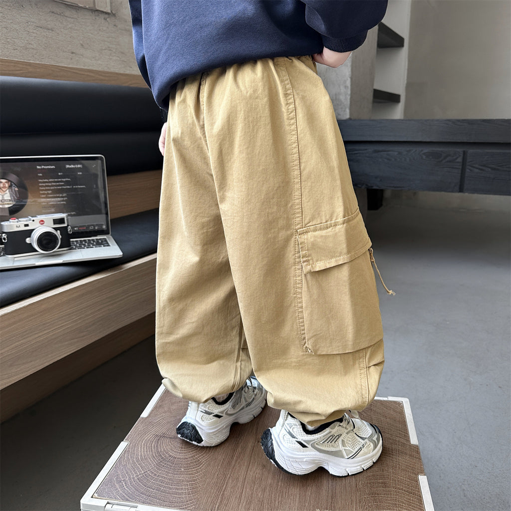 Boys Cotton Cargo Pants Casual Spring Autumn Trousers