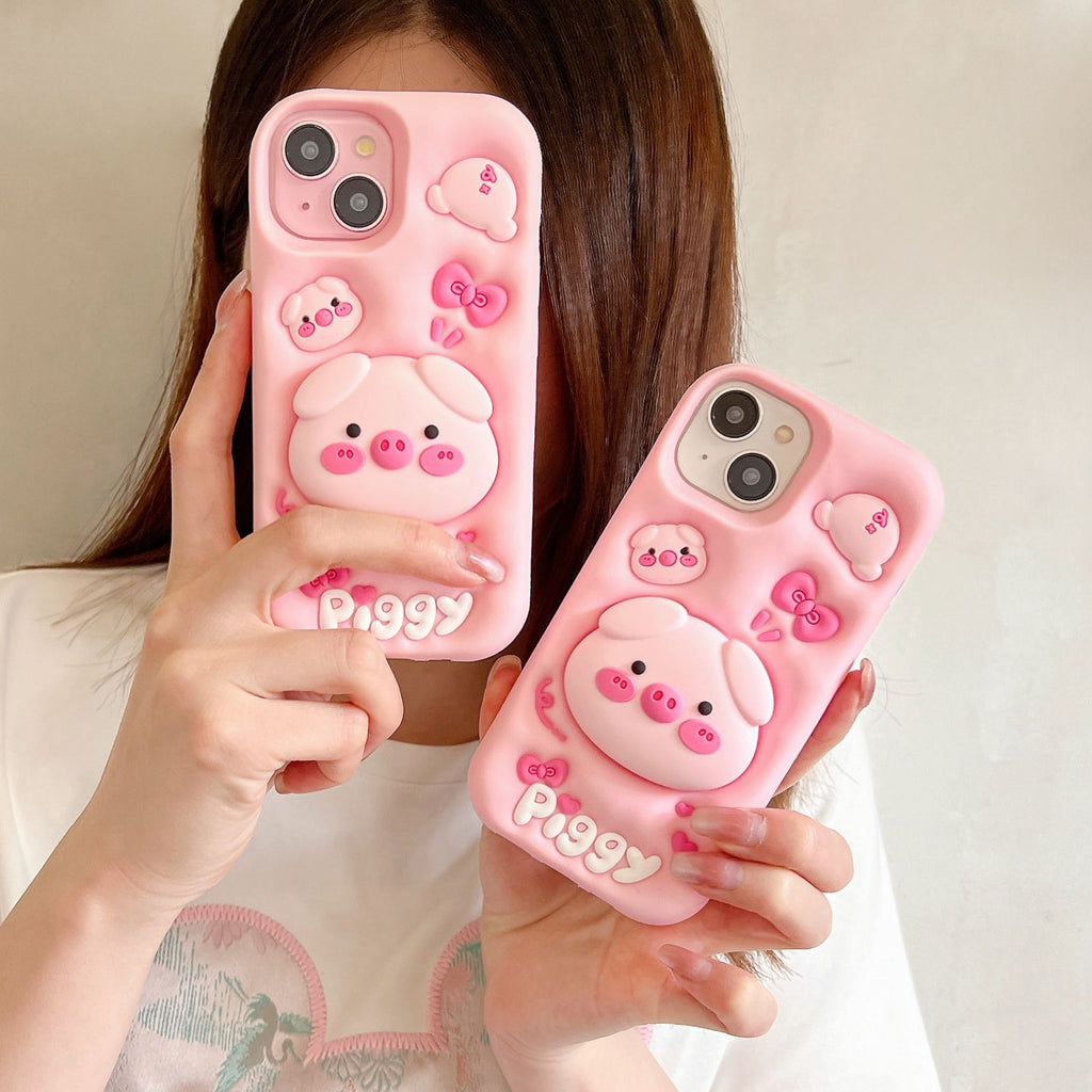 Protective Case with Stand for iPhone 17 Pro Max, Pink Pig Design, Full Coverage Shockproof Case for iPhone 15/14/13/12 Pro