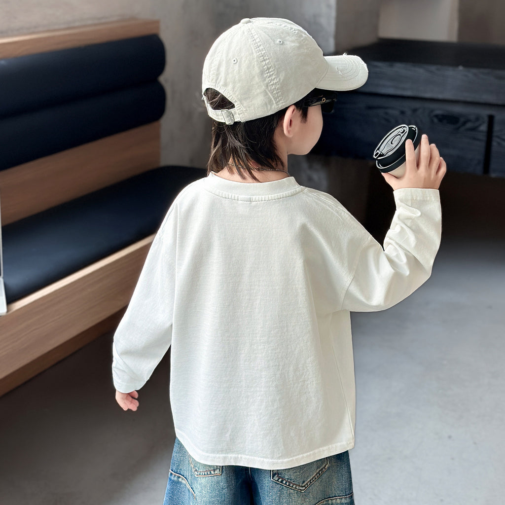 Boys Long Sleeve Crew Neck Pullover Top