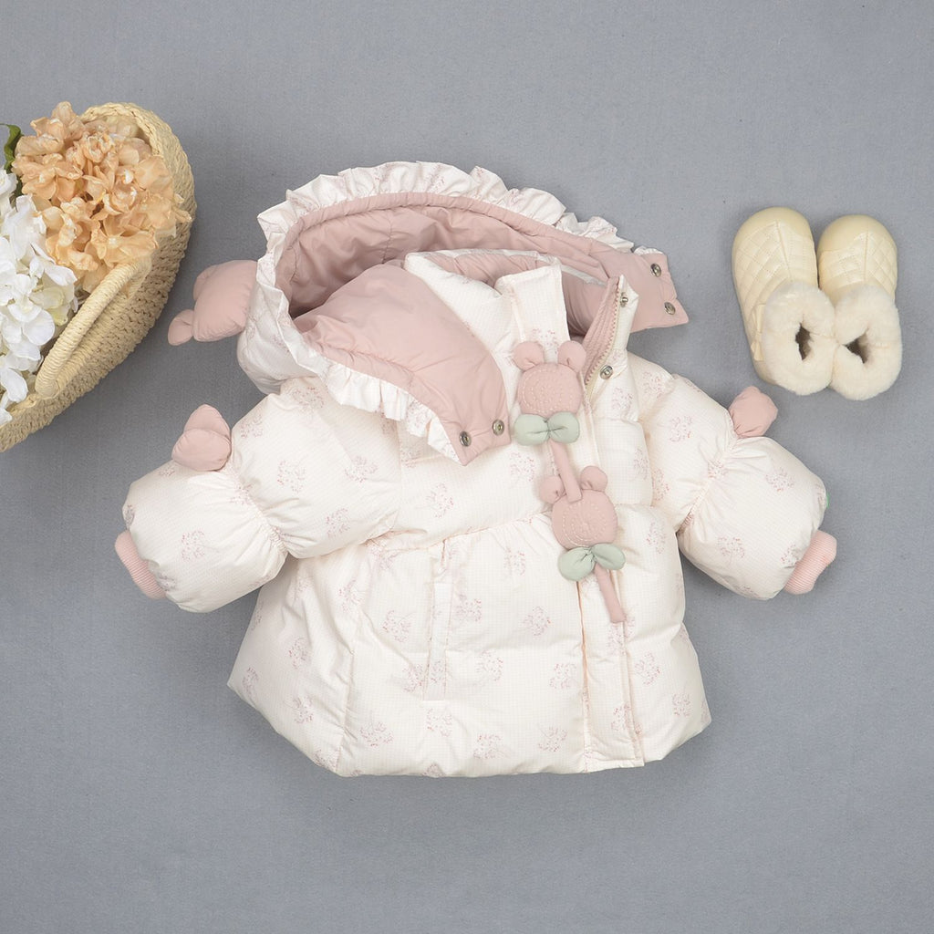 Girls Chic Fleece-Lined Cotton Padded Winter Jacket