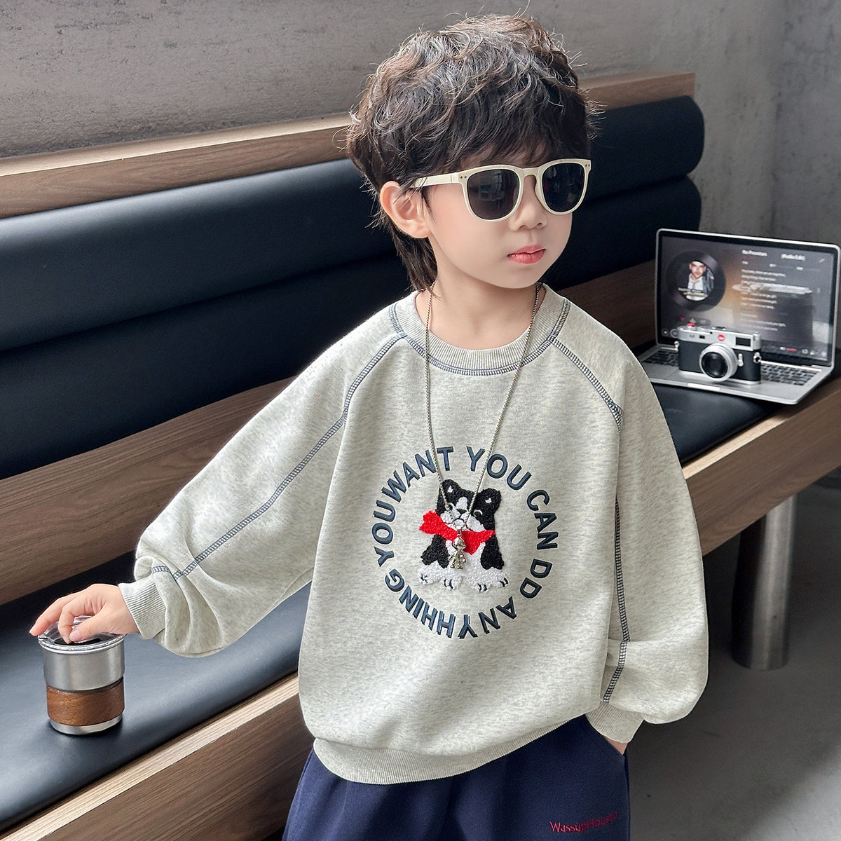 Boys Long Sleeve Crewneck Pullover Sweatshirt