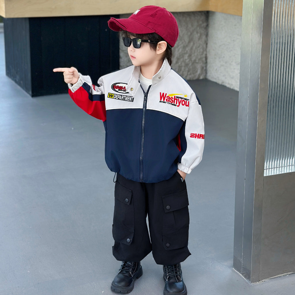 Boys Autumn Motorcycle Jacket, Casual Cool Racer Outerwear