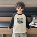 Boys' Long-Sleeve T-Shirt with Cartoon and Letter Print