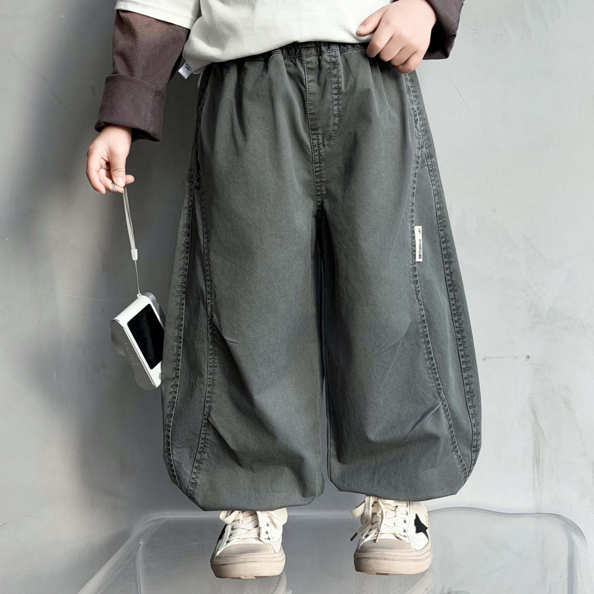Boys Casual Curved Hem Pants