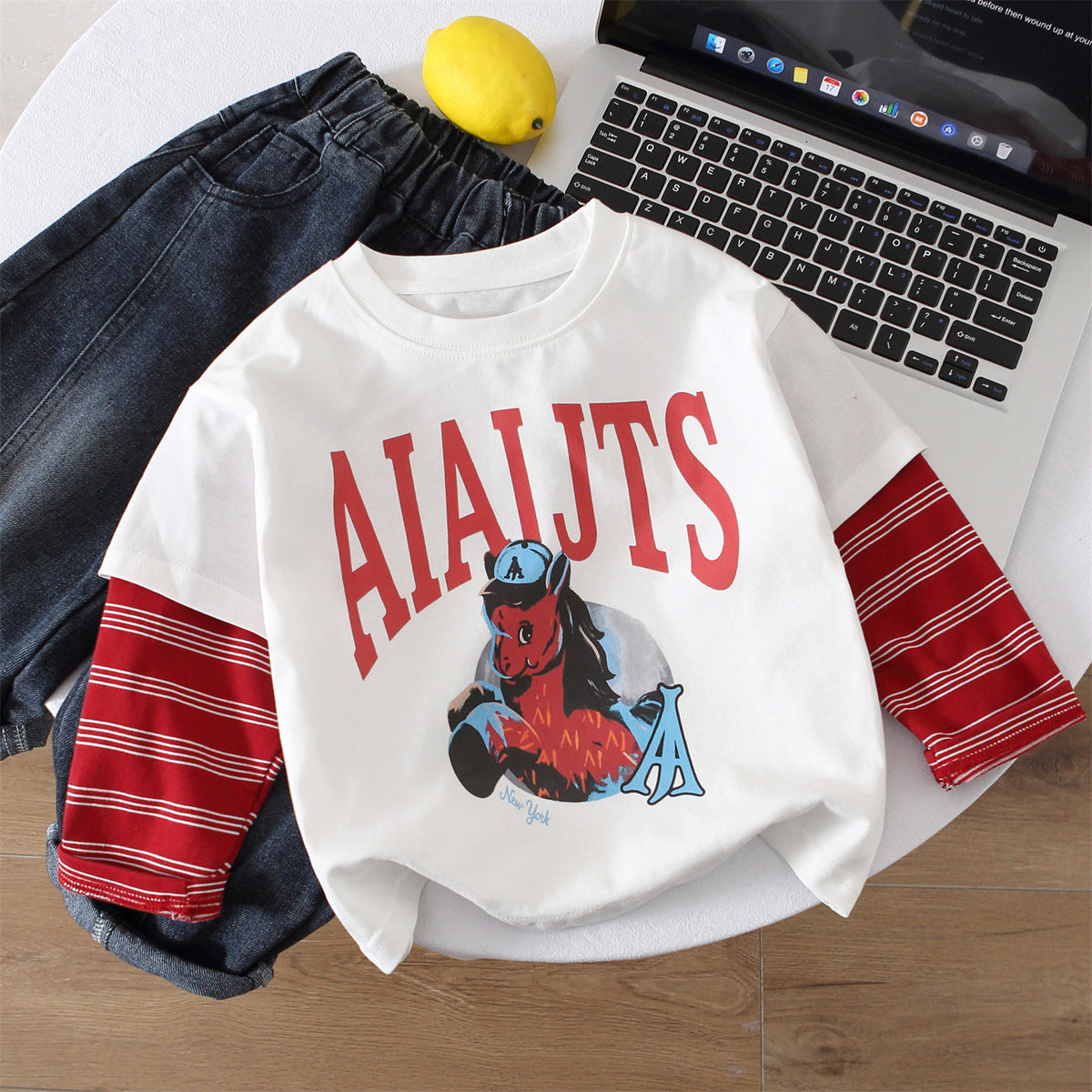 Stylish Layered Long Sleeve Crew Neck Boys' T-Shirt