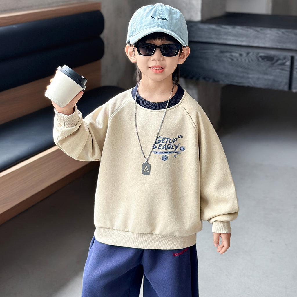 Long Sleeve Crew Neck Boys Pullover Sweatshirt