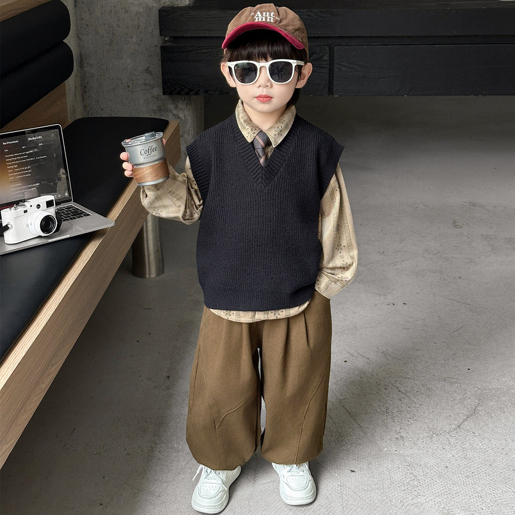 Stylish Boys Spring Autumn Sweater 3-Piece Set