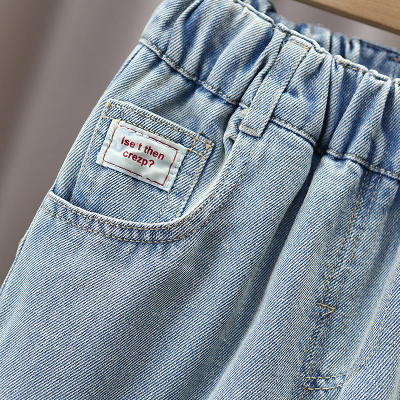 Boys Casual Light Wash Vintage Denim Jeans