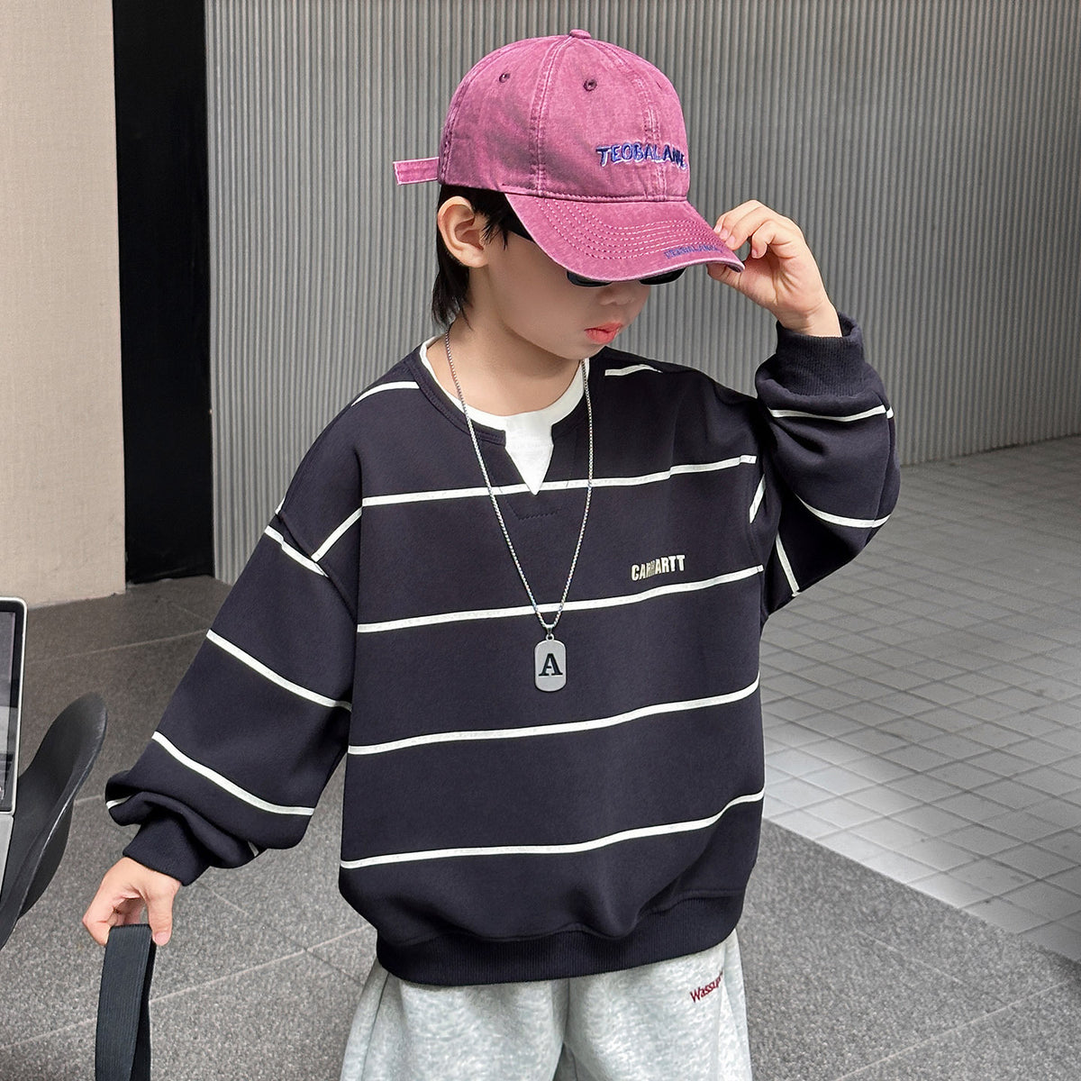 Boys Long Sleeve Layered Pullover Sweatshirt