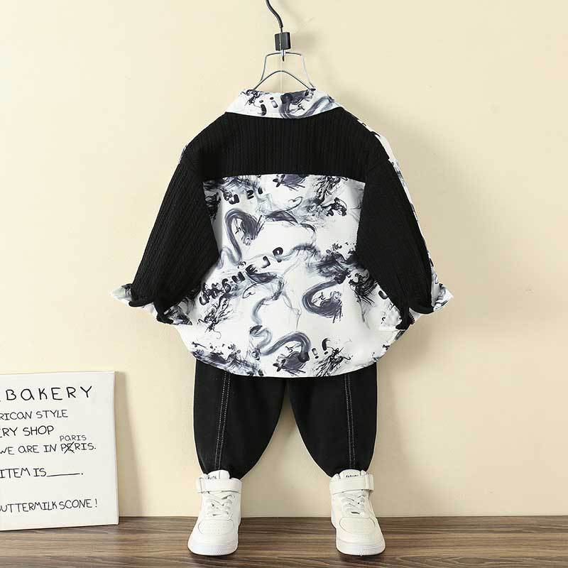 Kids Boys Chinese Style Long Sleeve Shirt Spring Autumn Fashion Lightweight Shirt