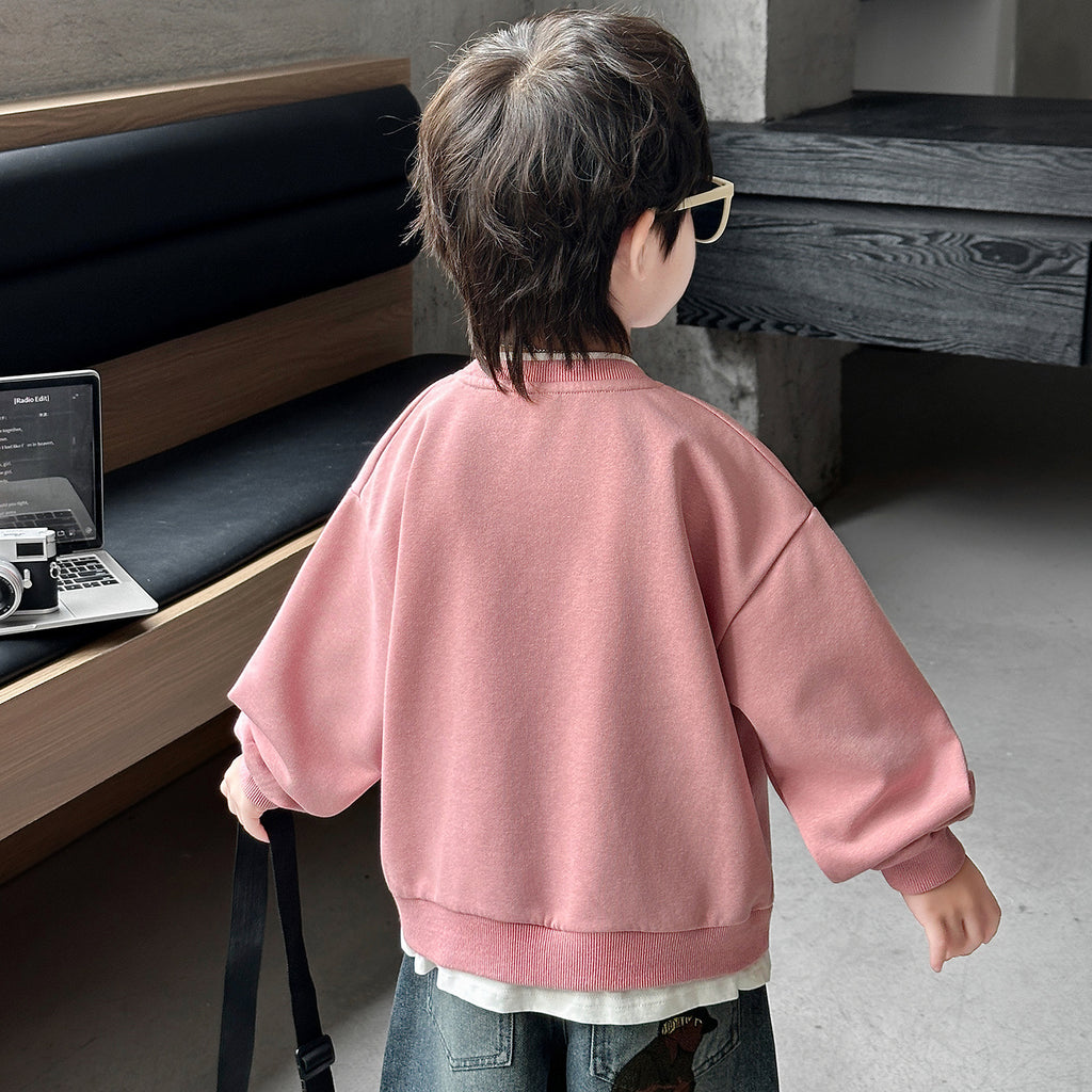 Fake Two-Piece Long Sleeve Sweatshirt for Boys