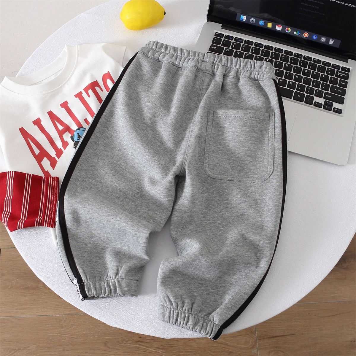 Casual Sporty Elastic Waist Drawstring Boys' Jogger Pants
