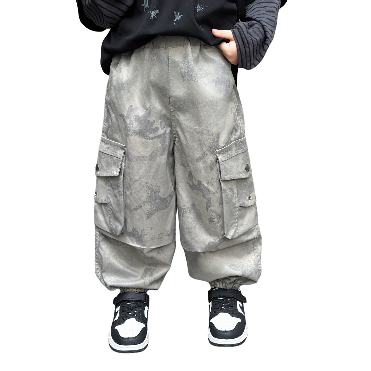 Boys Camo Cargo Pants Casual Long Trousers