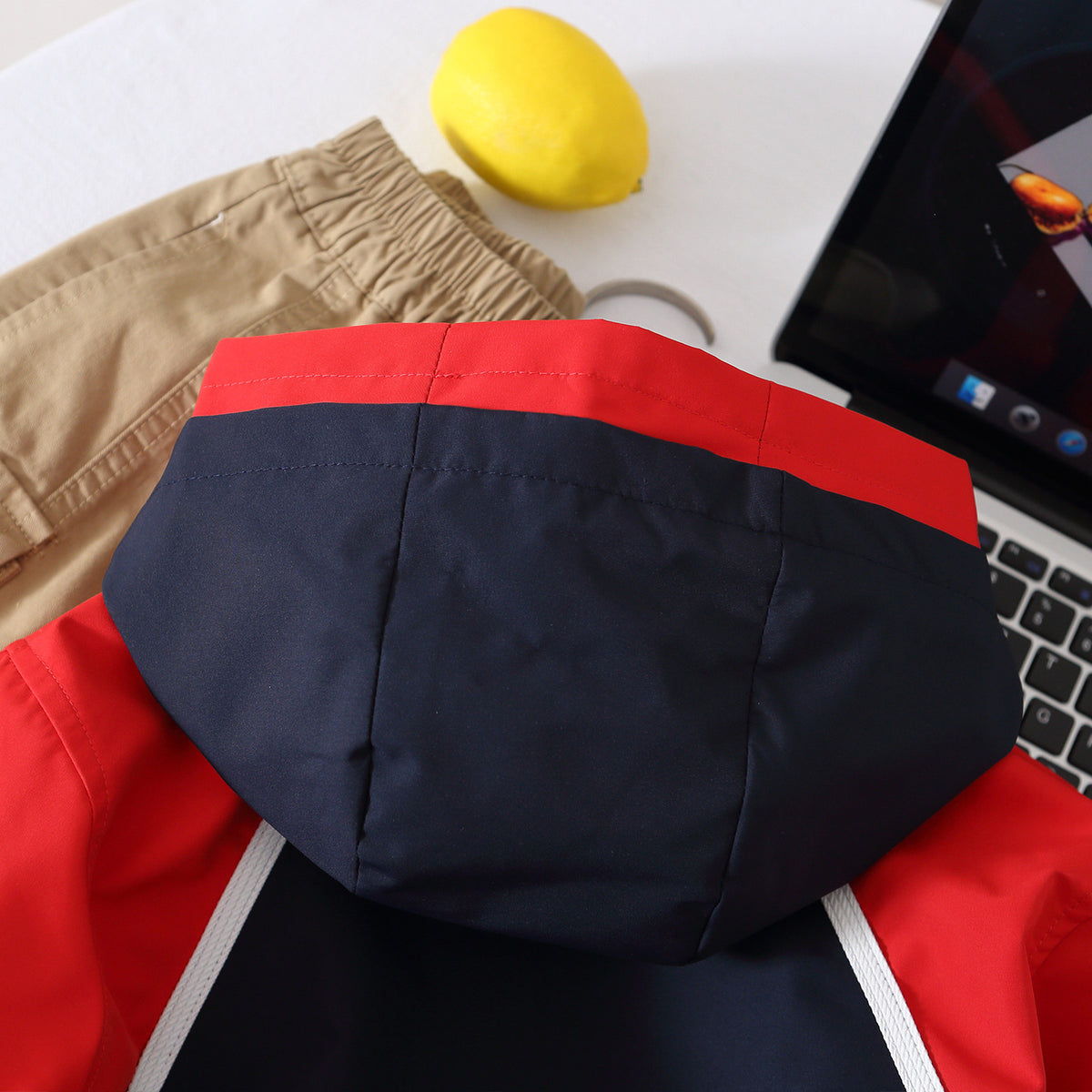 Boys' Casual Sports Color-block Zipper Hooded Jacket