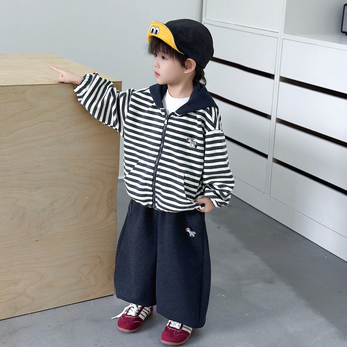 Boys Autumn Cardigan Hoodie &amp; Lantern Pants Two-Piece Set