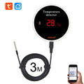 KONLEN Sensor de temperatura Wi-Fi Tuya con sonda de cable de 3 m, termómetro digital Smart Life para el hogar inteligente, termostato para piscinas y alarmas remotas