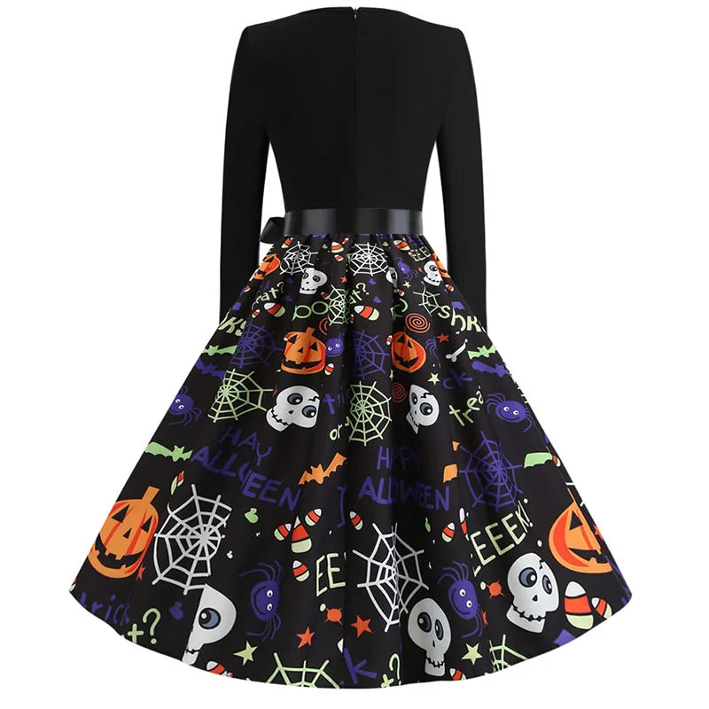 Damen-Midikleid mit Print und V-Ausschnitt