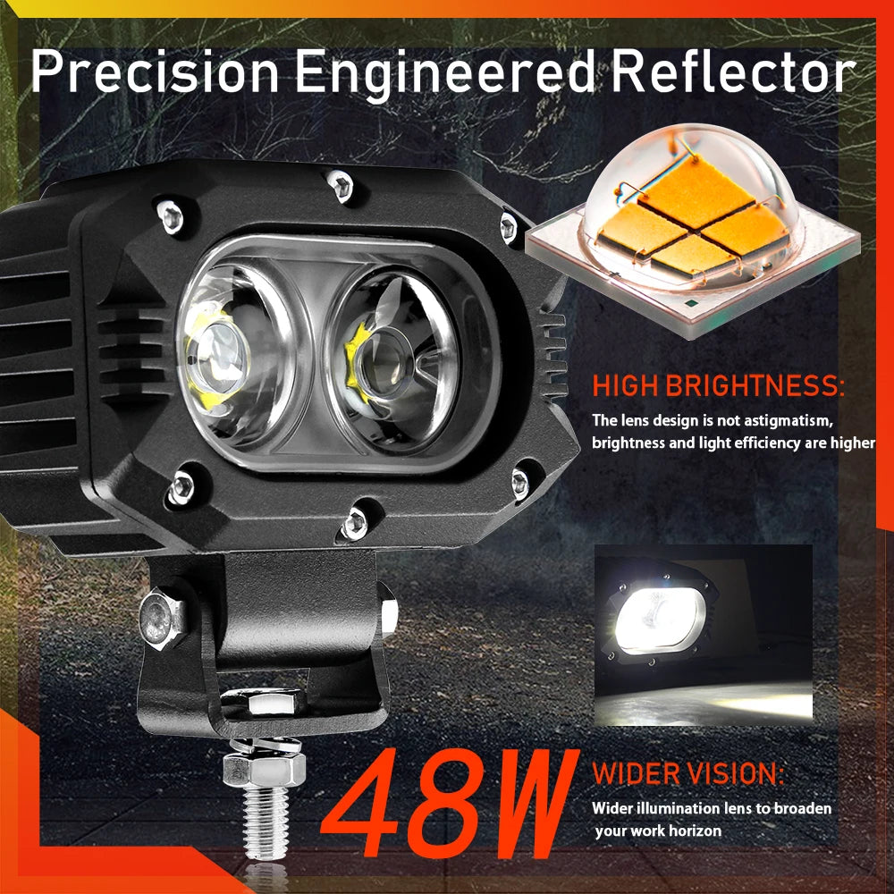 CO LIGHT Barre lumineuse LED de 4 pouces, 96 W, jaune, projecteur de travail pour voiture, faisceau large et focalisé, pour 4x4, tout-terrain, SUV, ATV, bateau, camion et excavatrice, 12 V/24 V