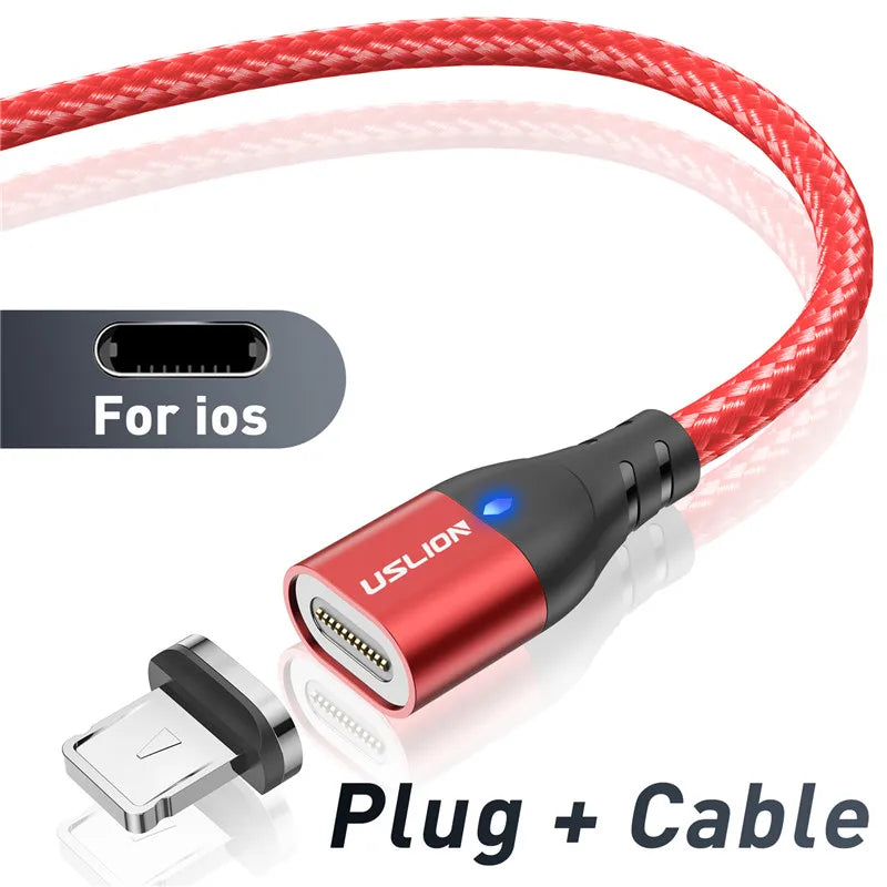 USLION Magnetic Charger Cable USB Micro Type C Cable Fast Charging For iphone 12 Magnet Data Charge Wire Phone Adapter Cord
