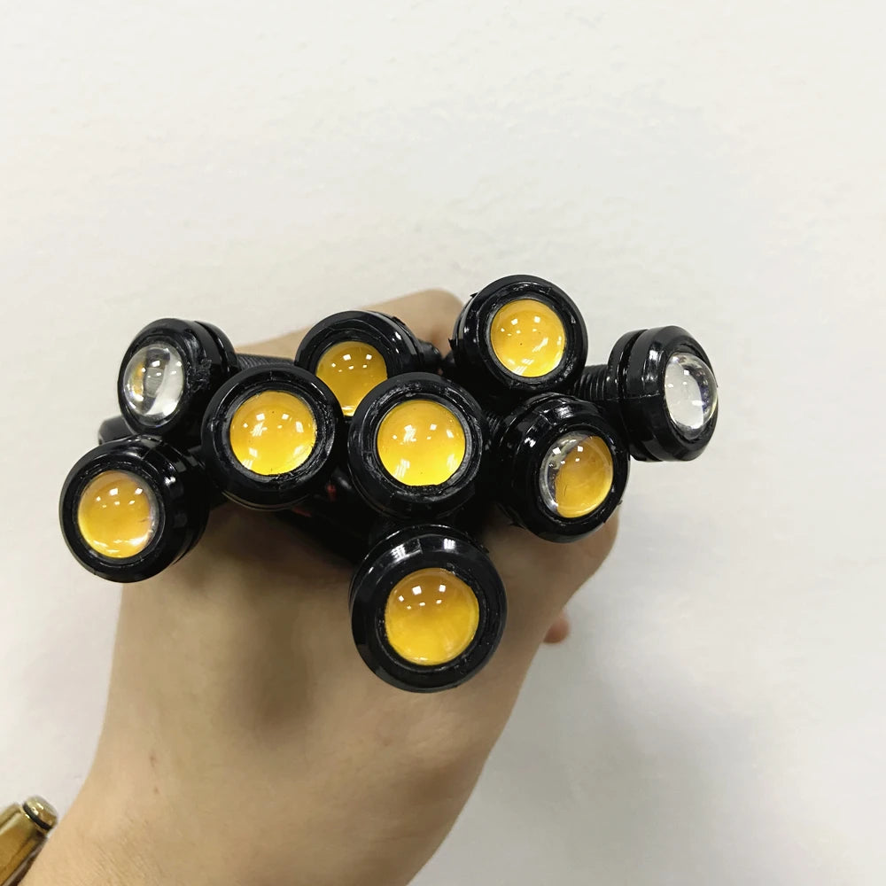 10-Piece Pack of 18 mm Eagle Eye LED Daytime Running Lights, 12 V, for Cars — Backup, Reversing, Parking, and Turn Signal Lamps