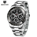 BENYAR Sport-Quarzuhr für Herren, 3 bar wasserdicht, aus Edelstahl, luxuriöse Fashion-Chronographenuhr, Herrenuhr