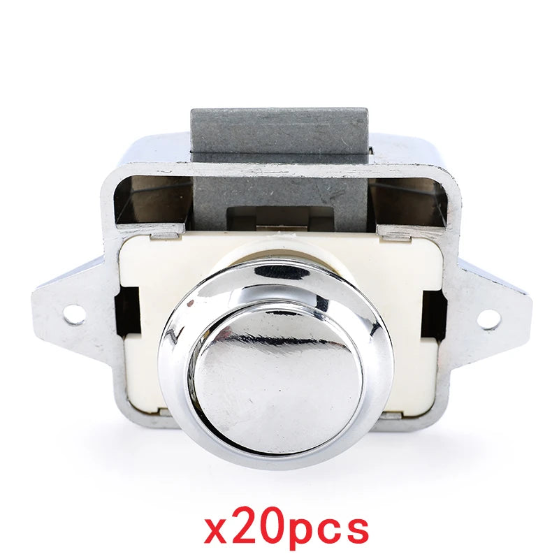 20 Packs KAK Camper Car Lock 20mm Push Lock for RV Yacht Furniture Door Hardware Cabinet Drawer Locks Handles Safety Kids Lock