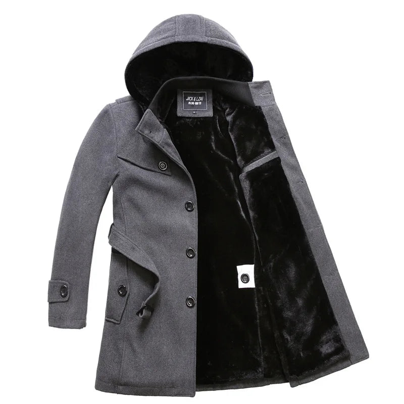 Winter Fleece Tailored Thickening Warm Coat Slim Fit Trend Woolen Coat Plus Size Men Windbreaker Coat Men Clothing