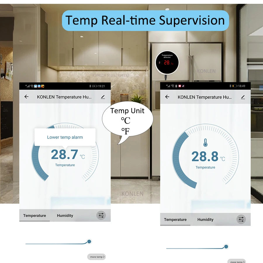 KONLEN Sonde de température Wi-Fi Tuya avec câble de 3 m, thermomètre numérique Smart Life pour maison connectée, thermostat pour piscine et eau avec alarme à distance