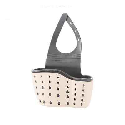 Soporte para fregadero con cesta colgante escurridora, organizador ajustable para jabón y esponjas, estante para grifo de baño, accesorios de cocina