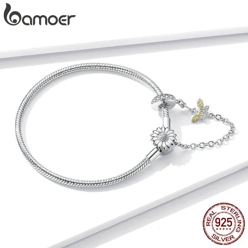 Bracelet with snake chain and sunflower detail