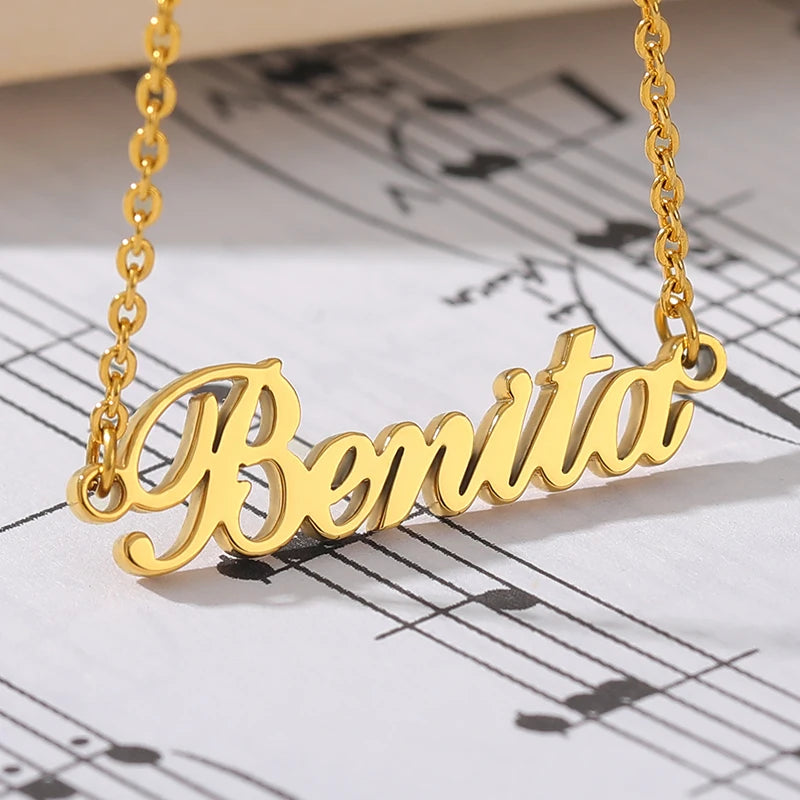 Collar con nombre personalizado para mujer, colgantes con iniciales, cadena tipo gargantilla de acero inoxidable, charms, joya para mejores amigas, regalo, collar para mujer