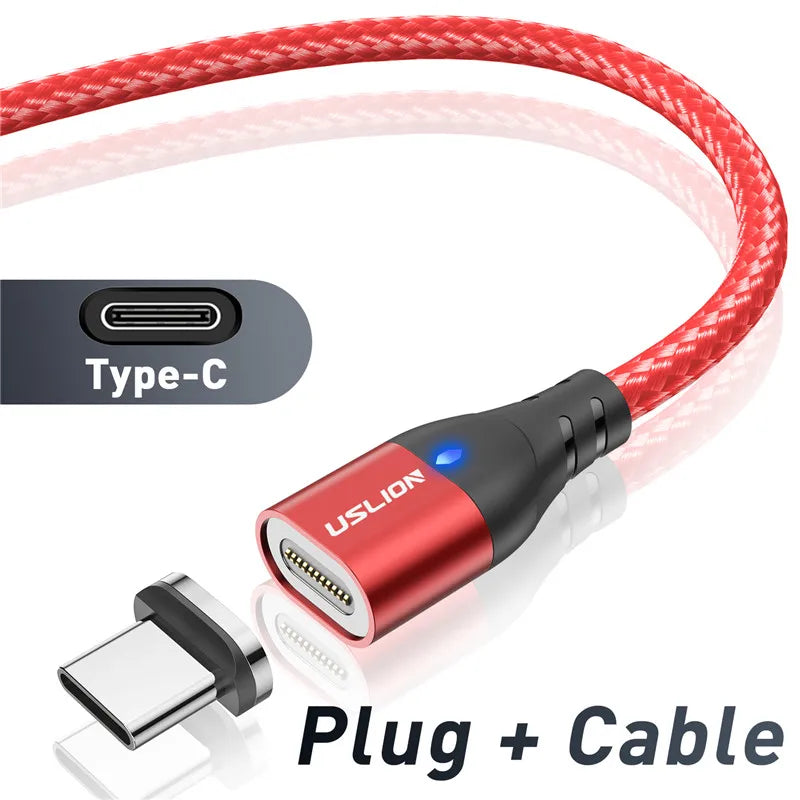 USLION Magnetic Charger Cable USB Micro Type C Cable Fast Charging For iphone 12 Magnet Data Charge Wire Phone Adapter Cord