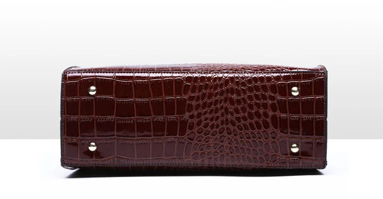 Patent Leather Women Handbag Luxury Designer Crocodile Crossbody Bags for Female Shoulder Bags Big Ladies Totes Office Bag Black