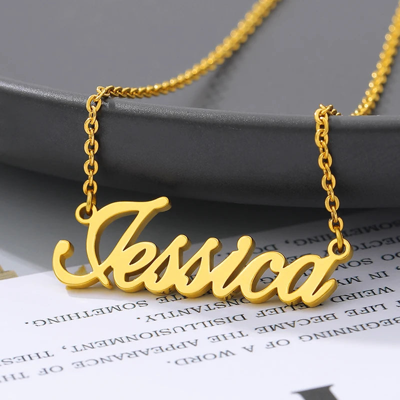 Collar con nombre personalizado para mujer, colgantes con iniciales, cadena tipo gargantilla de acero inoxidable, charms, joya para mejores amigas, regalo, collar para mujer