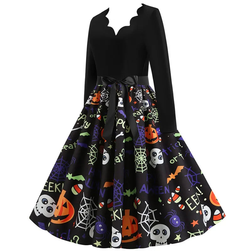 Damen-Midikleid mit Print und V-Ausschnitt
