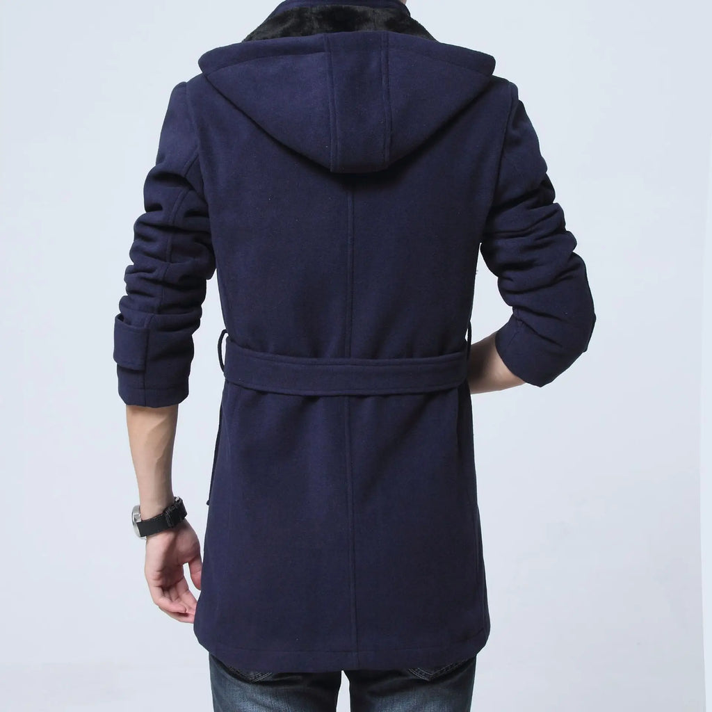 Winter Fleece Tailored Thickening Warm Coat Slim Fit Trend Woolen Coat Plus Size Men Windbreaker Coat Men Clothing