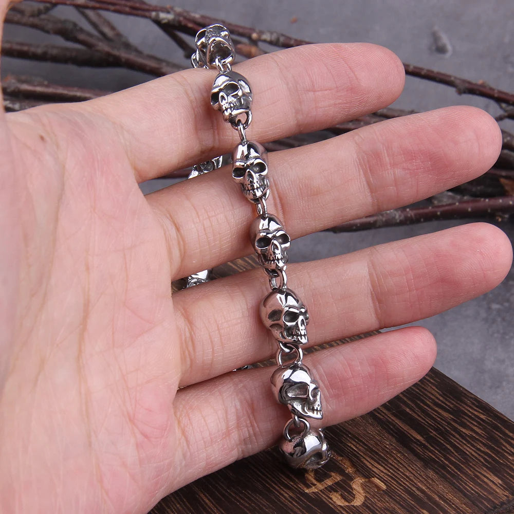 Herren-Punk-Kettenarmband aus Edelstahl im neuen Design mit Totenkopf, modisches Edelstahl-Charm-Armband, Schmuck mit Box