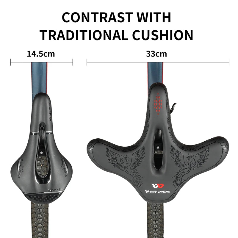 WEST BIKING Sillín ergonómico ancho para bicicleta con acolchado cómodo, sillín transpirable y antichoque para MTB y bicicleta de carretera