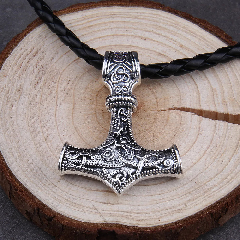 dropshipping 1pcs thor's hammer mjolnir pendant necklace viking scandinavian norse viking necklace as men gift