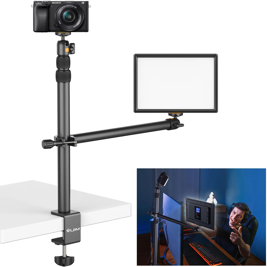 VIJIM LS01 Schreibtischlampen-Montagestativ 96 cm, verstellbares Tischstativ mit abnehmbarem Kugelkopf und 1/4-Gewinde für LED-Ringlicht