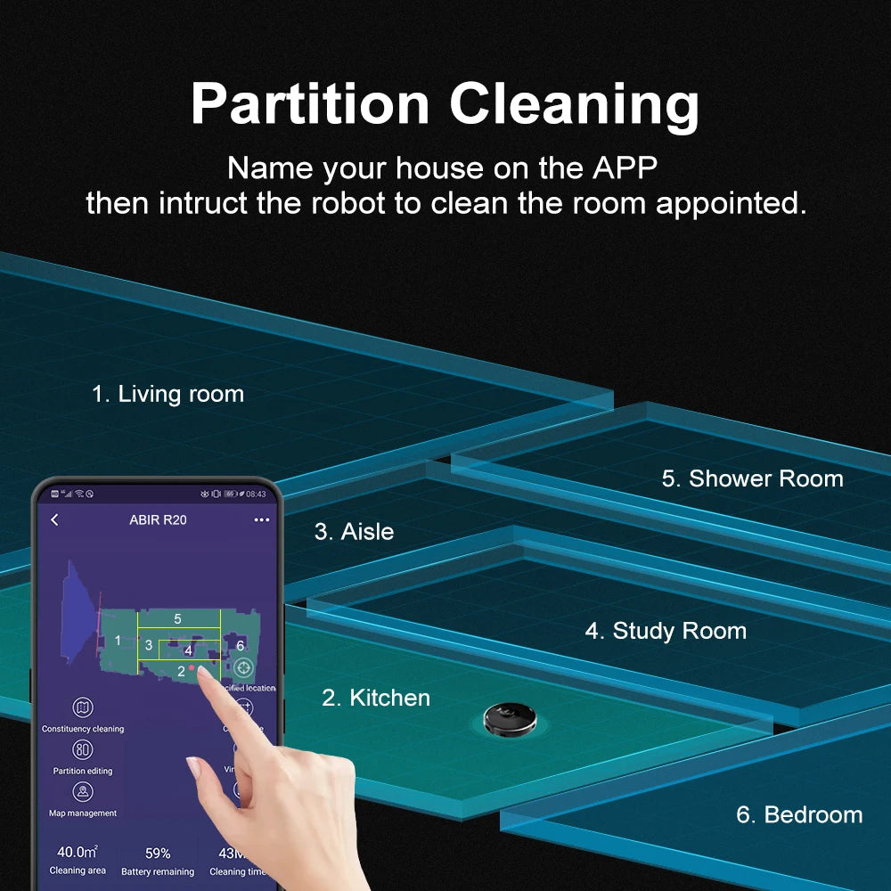ABIR X8 Robot Vacuum Cleaner, TOF Wisdom,UV Cleaning,Multi-Floor Map,Room Custom Clean, Auto Wet Dry Vacuum Mop for Home Carpet