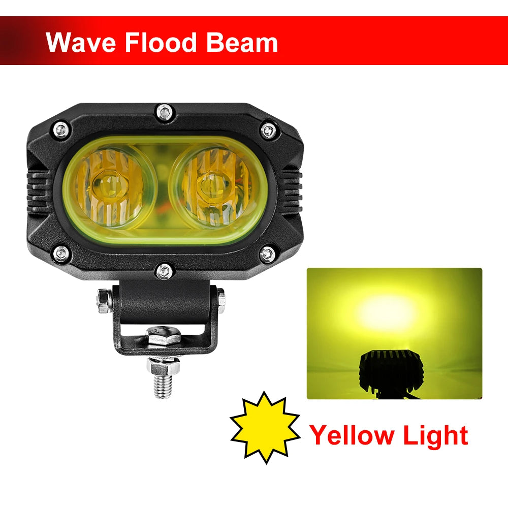 CO LIGHT Barre lumineuse LED de 4 pouces, 96 W, jaune, projecteur de travail pour voiture, faisceau large et focalisé, pour 4x4, tout-terrain, SUV, ATV, bateau, camion et excavatrice, 12 V/24 V