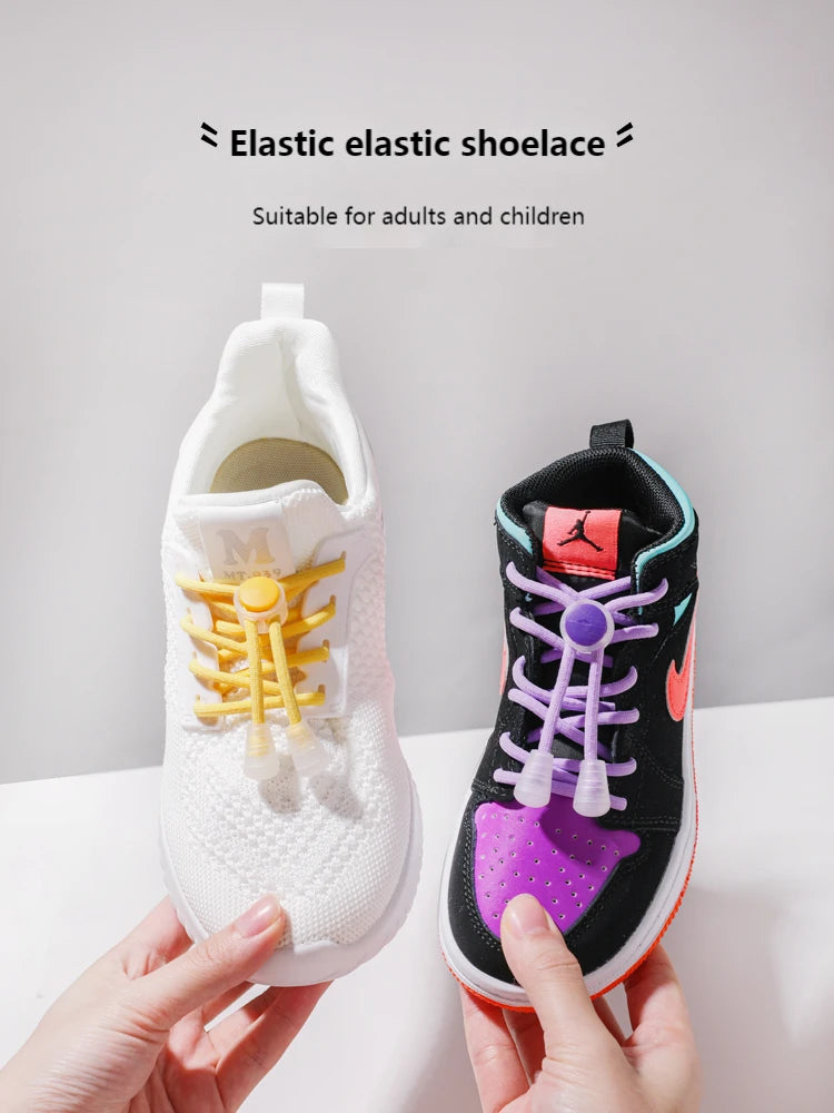 Spring-Lock-Schnürsenkel ohne Binden, elastische Schnürsenkel für Sneaker, Kinder und Erwachsene, schnelle Gummischnürsenkel, rund, ohne Binden, Schuhsenkel für Schuhe